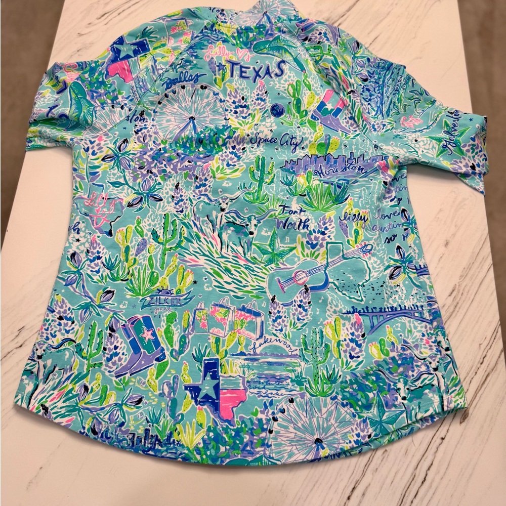 Lilly Pulitzer Vibrant Blue and Green Zip Pullover - Picture 4 of 4